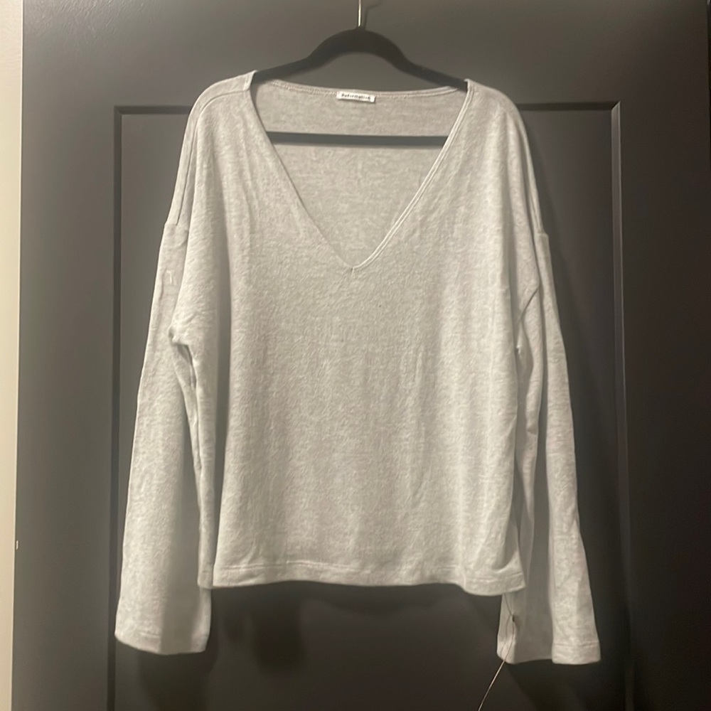 NWT Reformation Gray V Neck Sweater